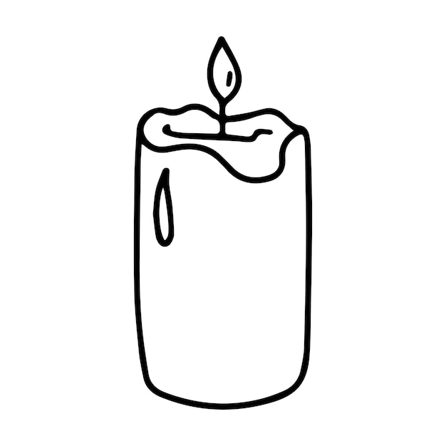 Burning candle Handdrawn vector illustration in doodle style