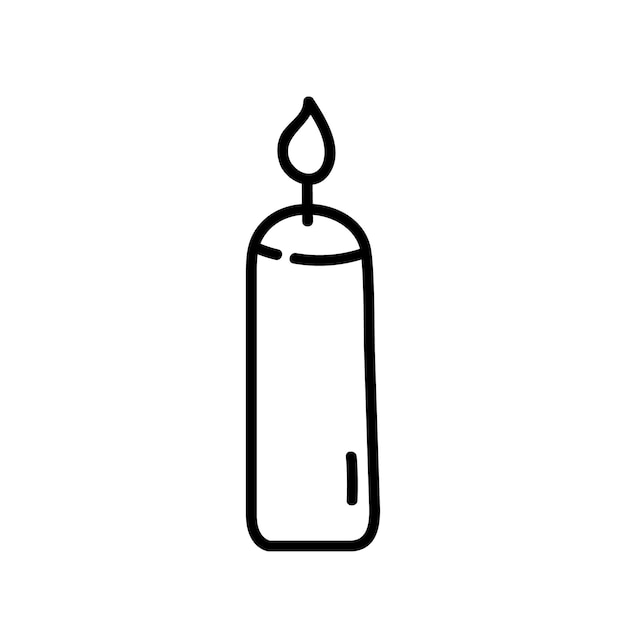 Burning candle isolated on white background hand drawn illustration in doodle style