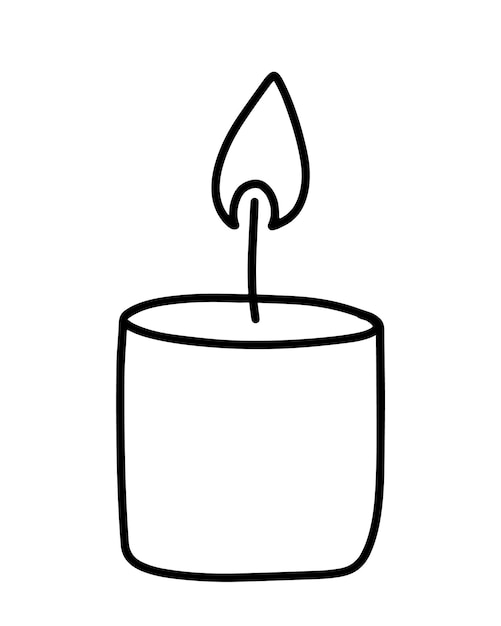 Burning candle papafin wax decoration for holiday doodle linear cartoon