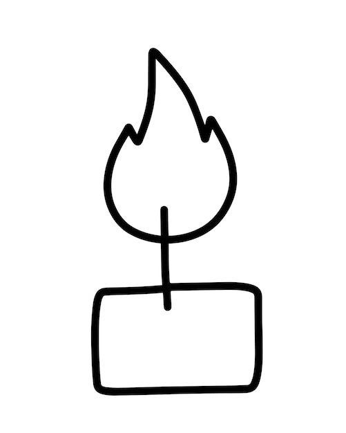 Burning candle papafin wax decoration for holiday doodle linear cartoon