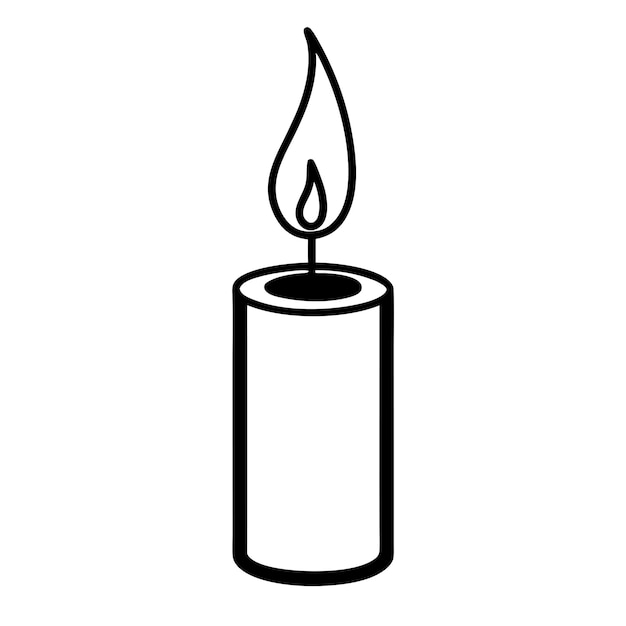 Burning candle vector silhouette isolated white background