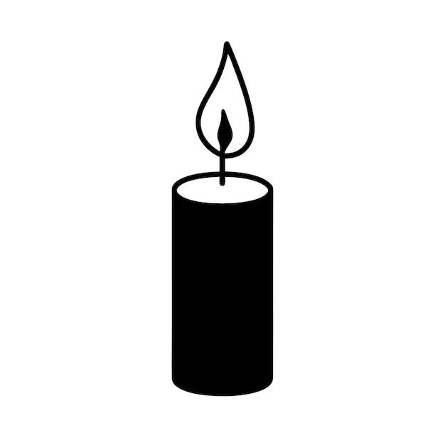 Burning candle vector silhouette isolated white background