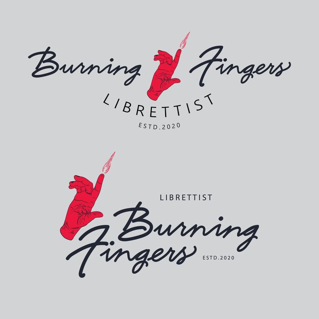 burning finger retro logo set