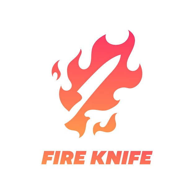 Burning fire knife silhouette negative space illustration logo