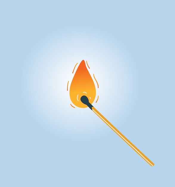 Burning match on blue