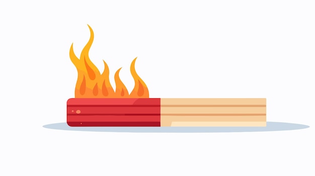 Burning Match and Matchbox Flat Design Icon Isolated