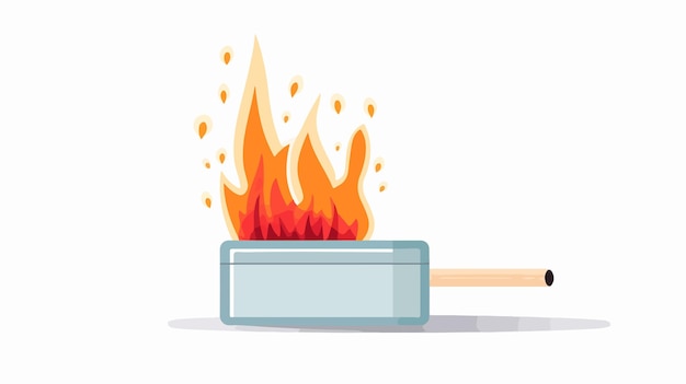 Burning Match and Matchbox Flat Design Icon Isolated