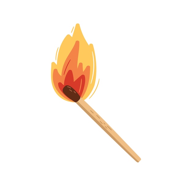 Burning matchstick Match stick with fire vector illustration