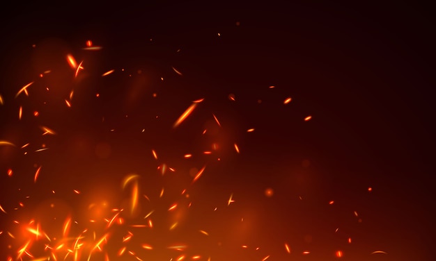 Burning red hot sparks realistic fire flames abstract background