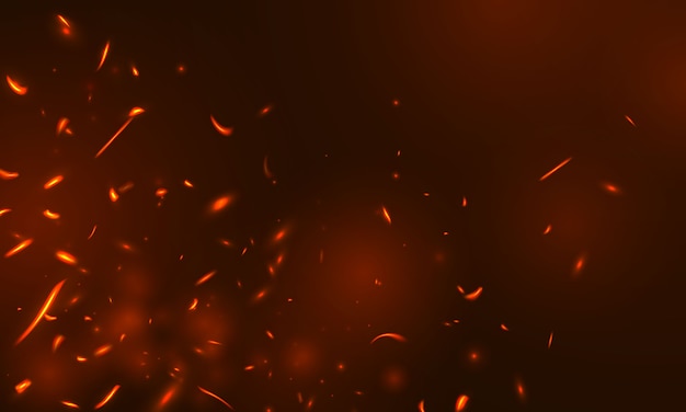 Burning red hot sparks realistic fire flames abstract background