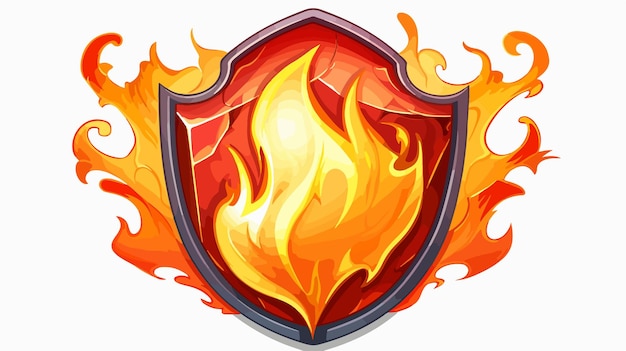 Vector burning shield in flames vector illustration