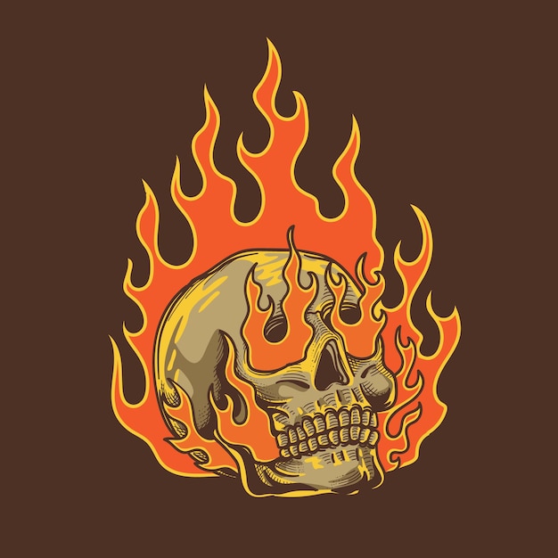 burning skull for design template