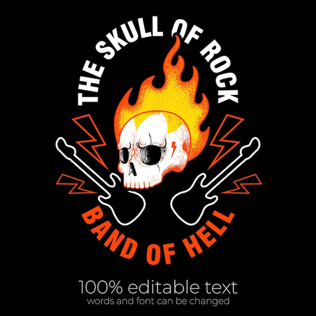 Burning Skull head art vector illustration tshirt design the skull or rock