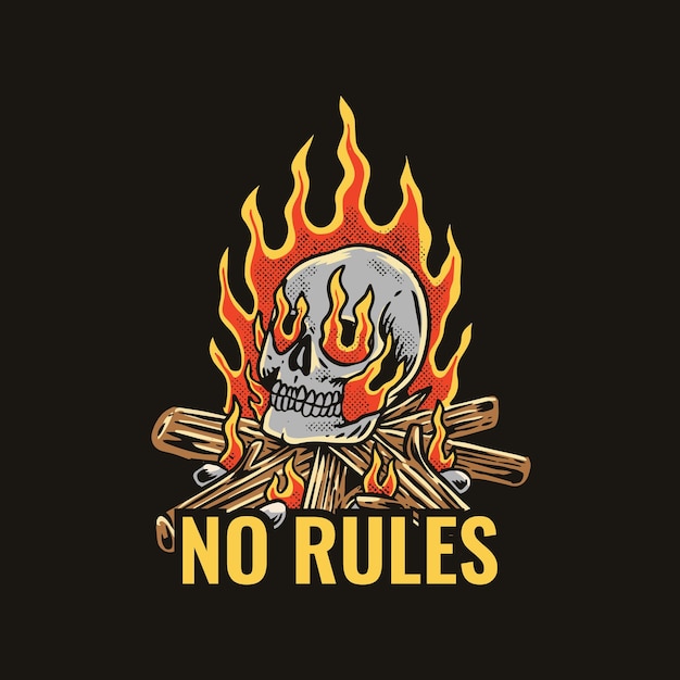 burning skull illustration