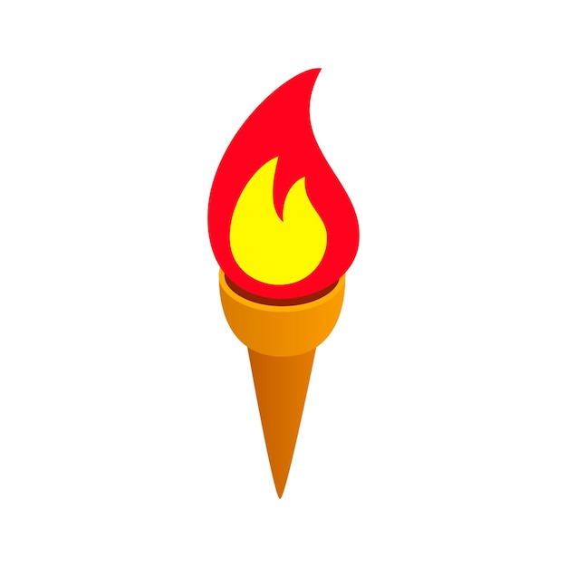 Burning torch isometric 3d icon on a white background