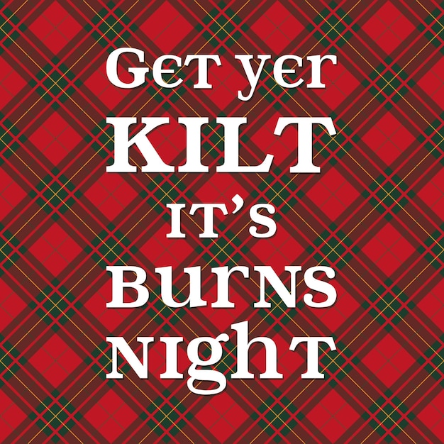 Burns night illustration on tartan background