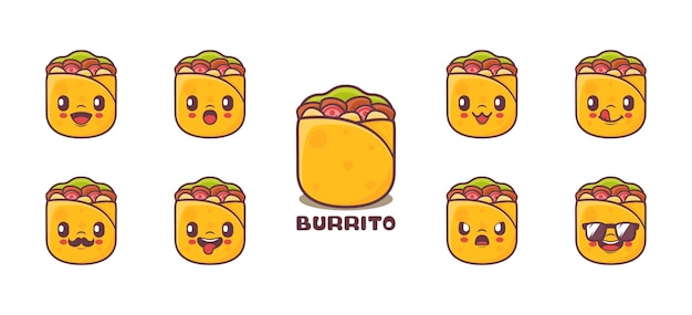 Burrito cartoon mexican food vector illustration