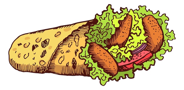 Burrito drawing Mexican fast food roll icon