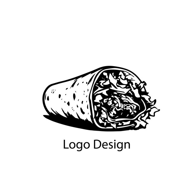 Vector burrito logo design black simple flat icon on white background