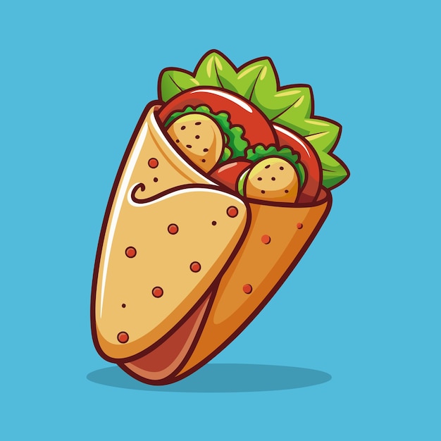 Burrito and Sour Cream Drizzle Food Vector Illustration