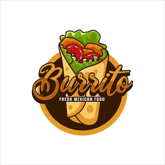 Vector burrito traditional mexican food logo sticker emblem label template for cafes restaurants