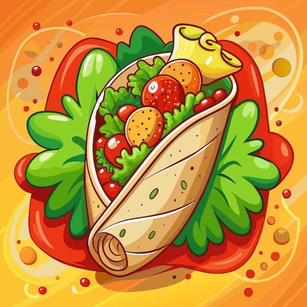 Burrito vector cartoon minimal style flat design illustration