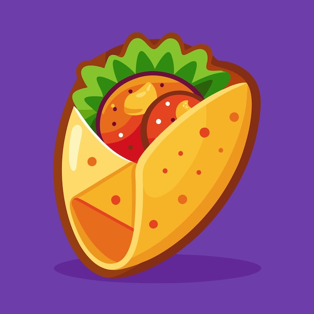 Burritos Fast Food Color Vector Clip Art Design