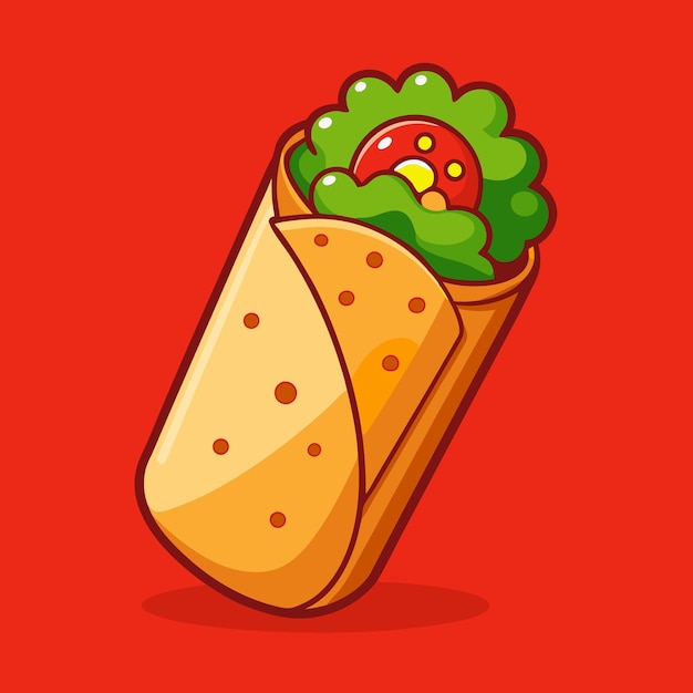 Burritos Fast Food Color Vector Clip Art Design