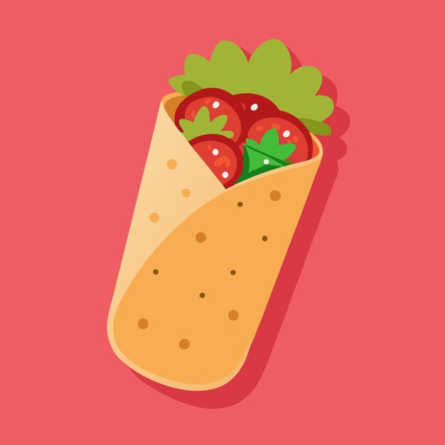 Burritos Fast Food Color Vector Clip Art Design