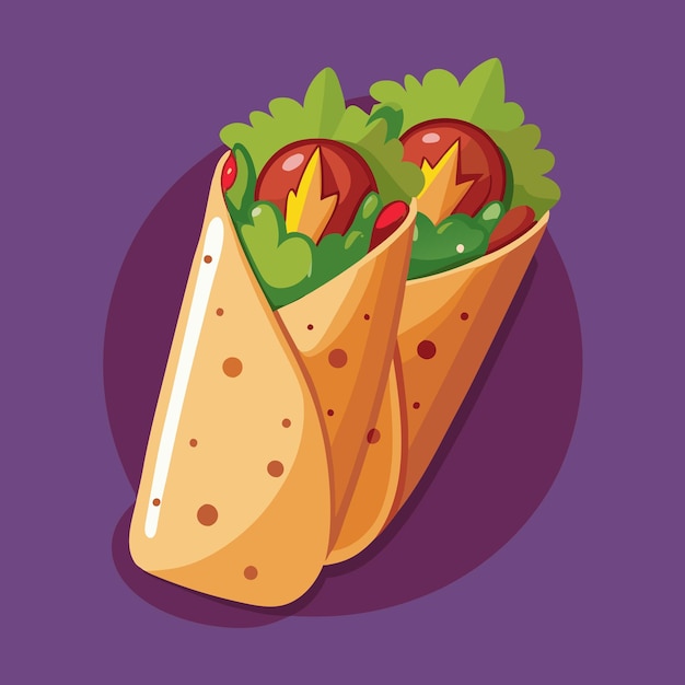 Burritos Fast Food Color Vector Clip Art Design