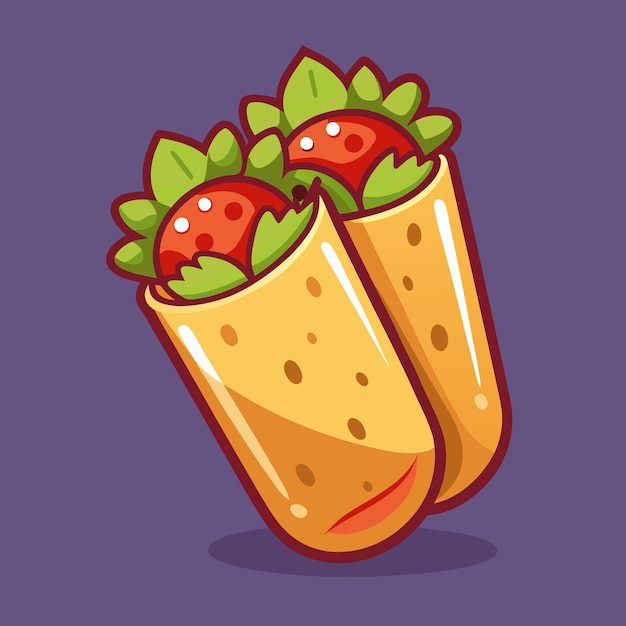 Burritos Fast Food Color Vector Clip Art Design