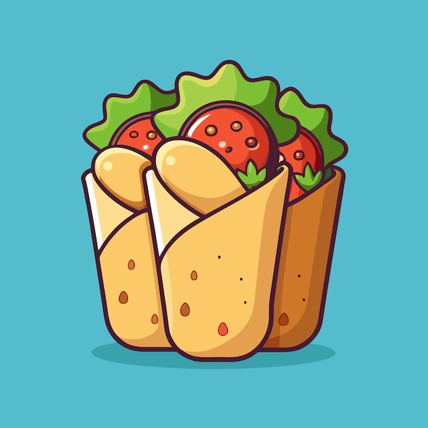 Burritos Fast Food Color Vector Clip Art Design