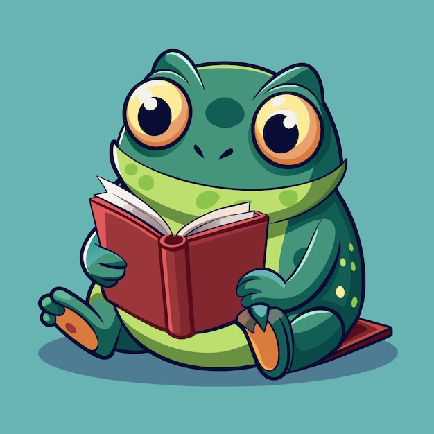 Vector burrowing frog reading vector kawaii