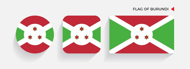 Burundi Flags arranged in round square and rectangular shapes