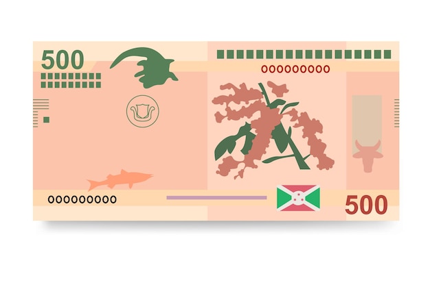 Burundi Franc Vector Illustration Burundian money set bundle banknotes Paper money 500 BIF