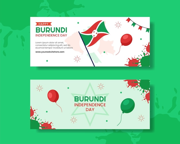 Burundi Independence Day Horizontal Banner Cartoon Hand Drawn Templates Background Illustration