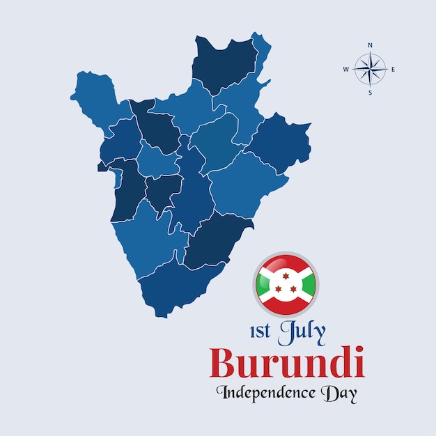 Burundi map with flag Burundi flag map