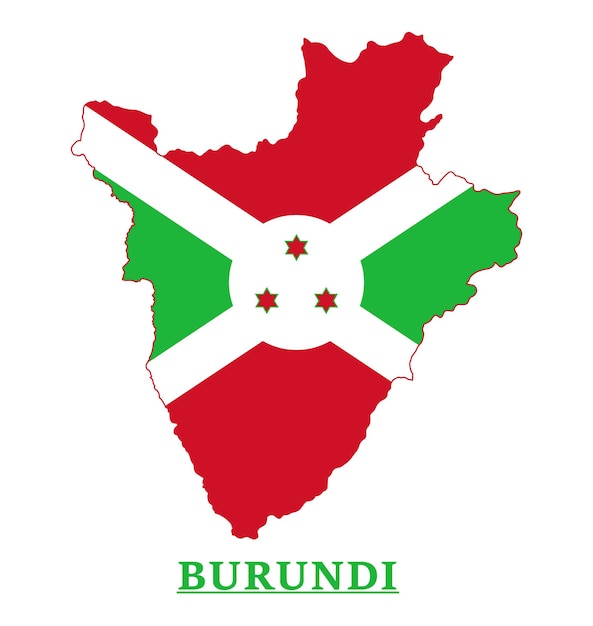 Burundi National Flag Map Design, Illustration Of Burundi Country Flag Inside The Map