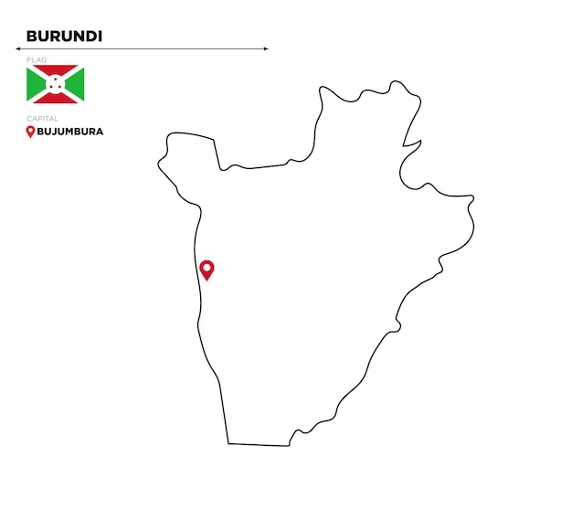 Burundi political map with capital city Bujumbura national flag and borders African country