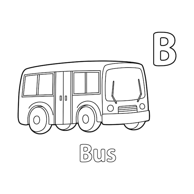 Bus Alphabet ABC Coloring Page B