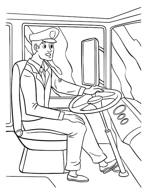 Bus Driver Coloring Page for Kids