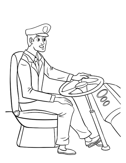 Bus Driver Isolated Coloring Page for Kids