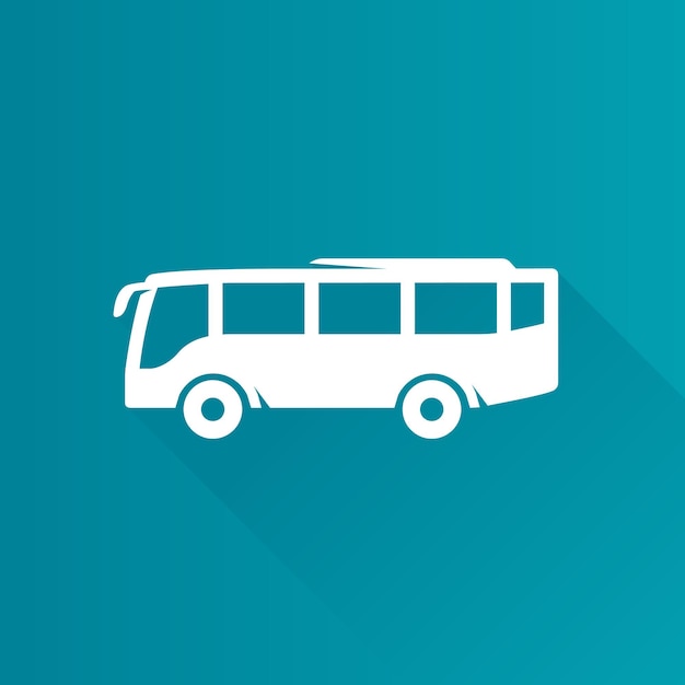 Bus flat color icon long shadow vector illustration