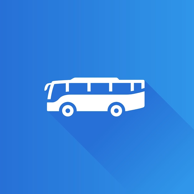 Bus flat color icon long shadow vector illustration