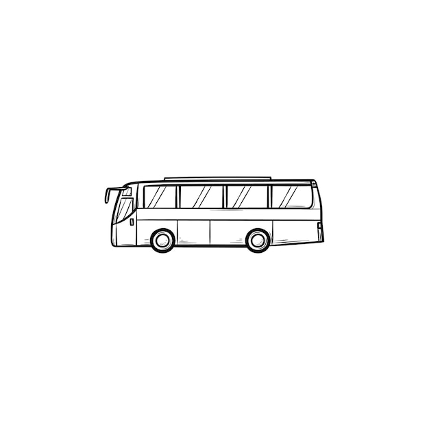 Bus hand drawn outline doodle icon. Public transport and station, bus trip and tourism, city traffic concept