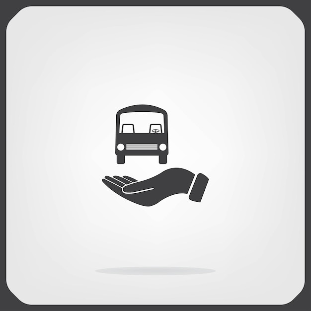 Bus in hand transportation symbol Vector illustration on gray background Eps 10