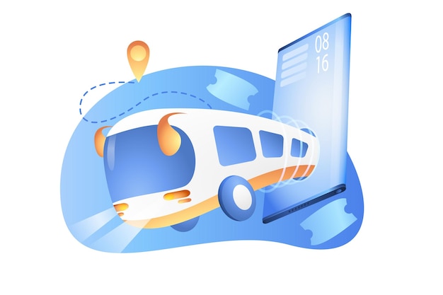 Vector bus schedule by phone ordering bus tickets through mobile application urban and rural movement