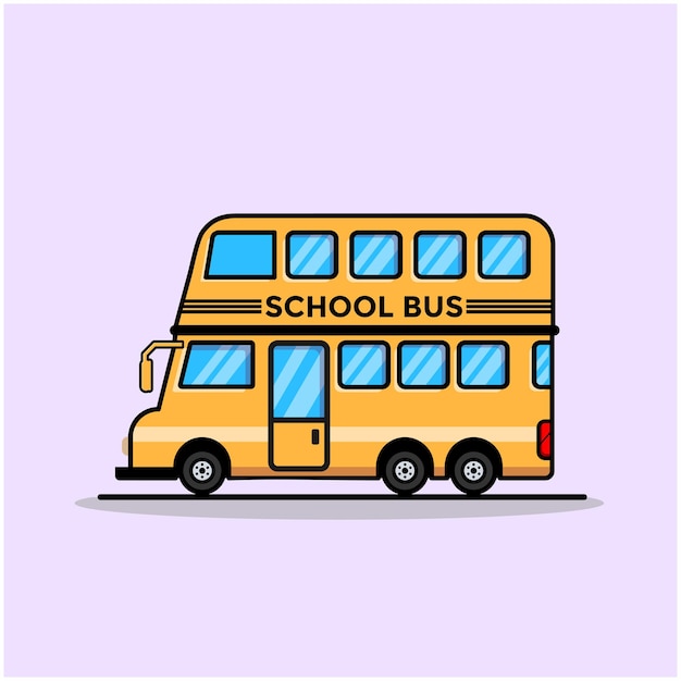 Bus School illustration. flat cartoon style