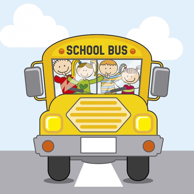 bus school over sky background vector illustration 