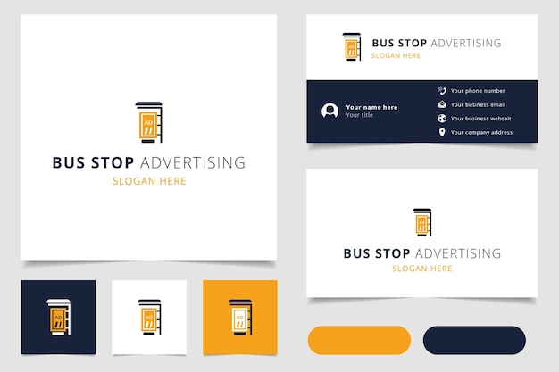 Bus stop advertising logo design with editable slogan